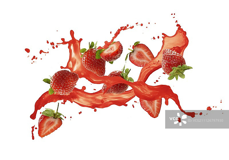 飞溅果汁的草莓图片素材