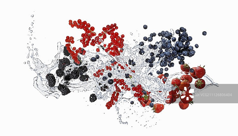 浆果与水花飞溅图片素材