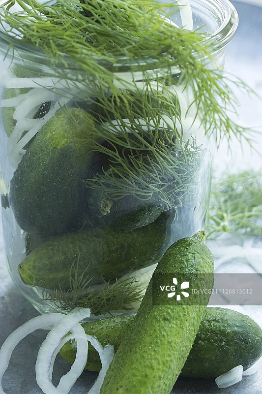 莳萝腌黄瓜罐图片素材