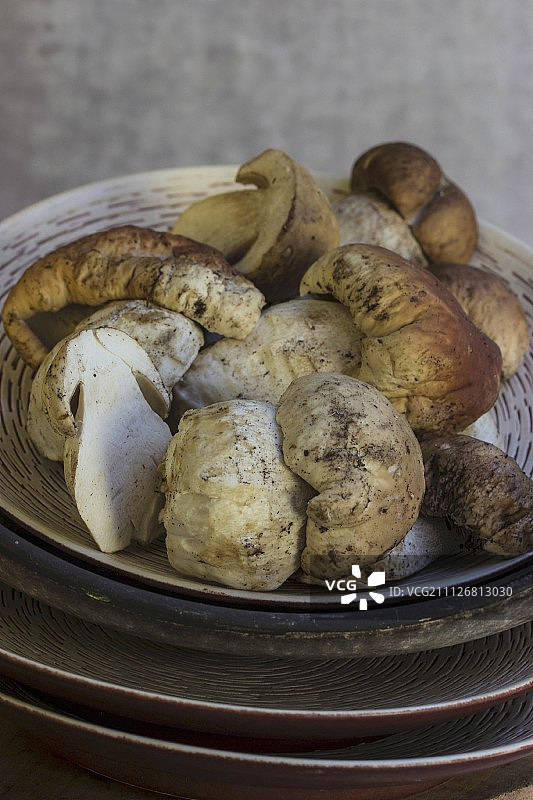 碗堆上的牛肝菌图片素材