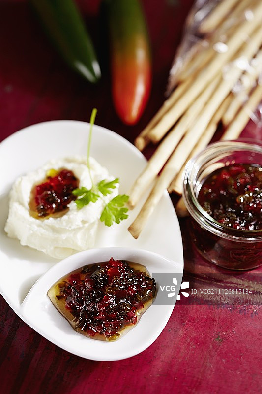 奶油奶酪墨西哥胡椒果冻图片素材