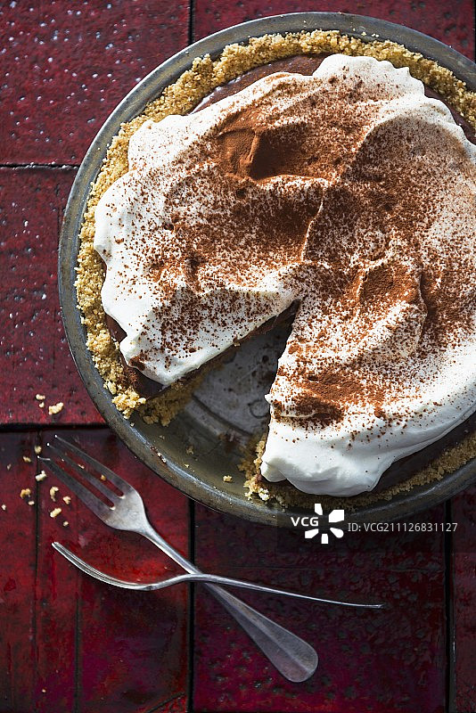 奶油可可粉巧克力派图片素材