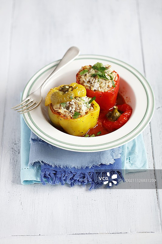 番茄酱烩米饭肉末甜椒图片素材