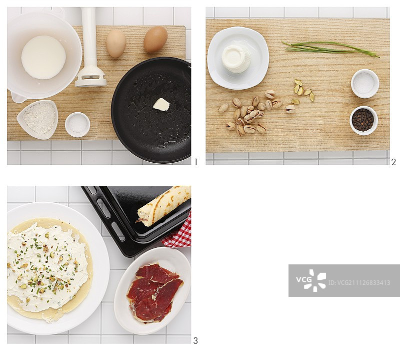 制作馅料煎饼卷图片素材