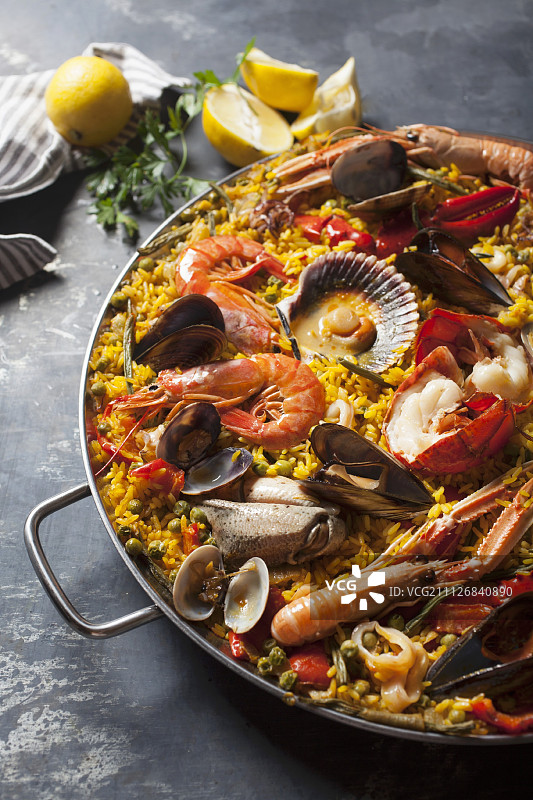 海鲜西班牙海鲜饭图片素材