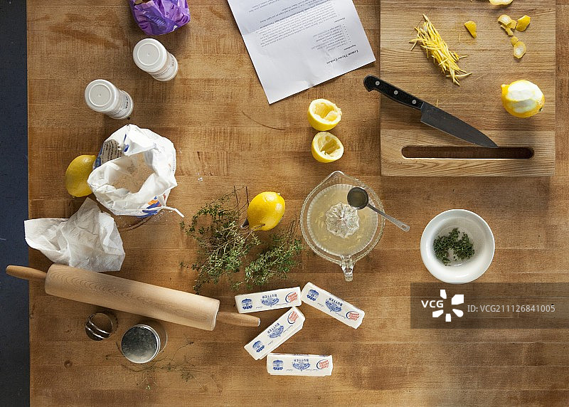 百里香黄油饼干的食材（俯视角度）图片素材