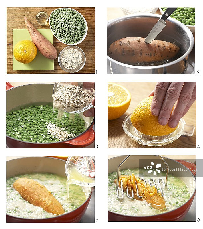 正在制作的豌豆甜土豆泥图片素材
