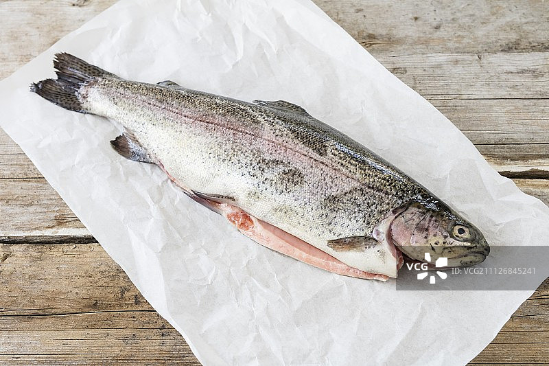 纸上的新鲜鲑鳟鱼图片素材