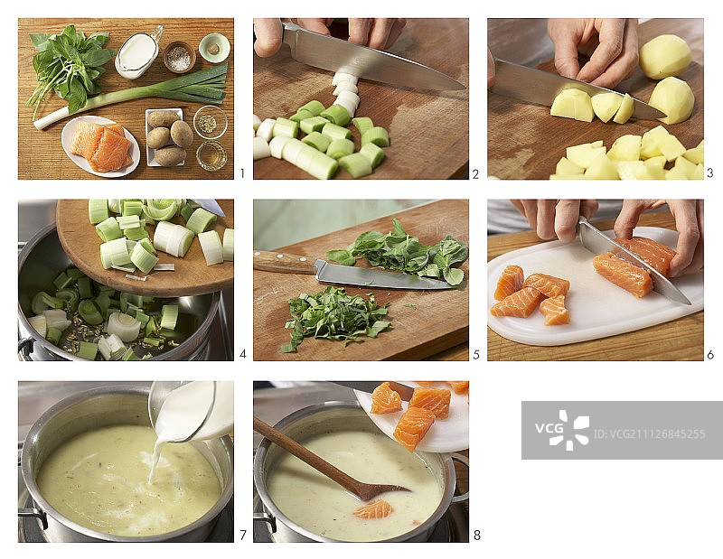 三文鱼土豆奶油浓汤图片素材