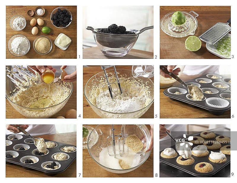 正在制作的黑莓蛋白酥皮松饼图片素材