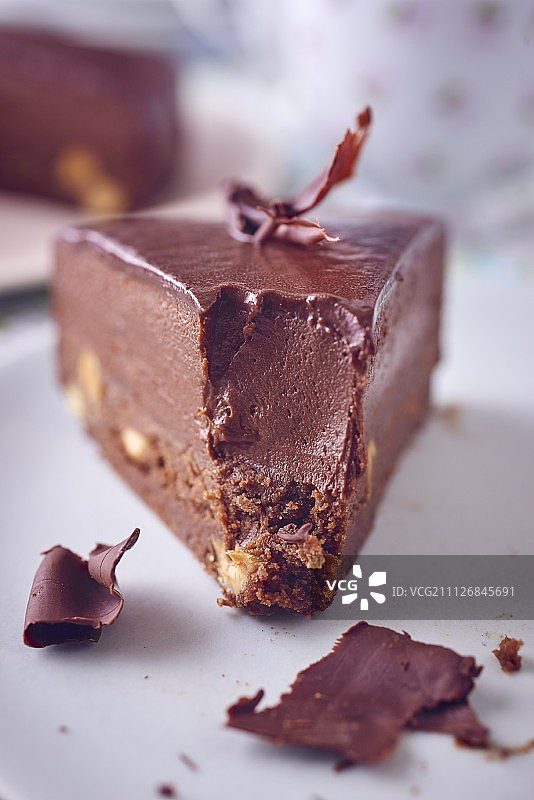 巧克力慕斯蛋糕切片（特写）图片素材
