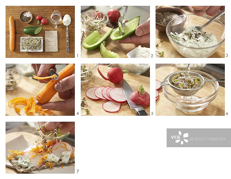 如何制作黄瓜夸克萝卜脆面包图片素材