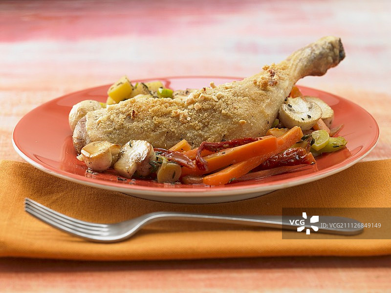 土豆韭葱烩鸡肉蘑菇图片素材