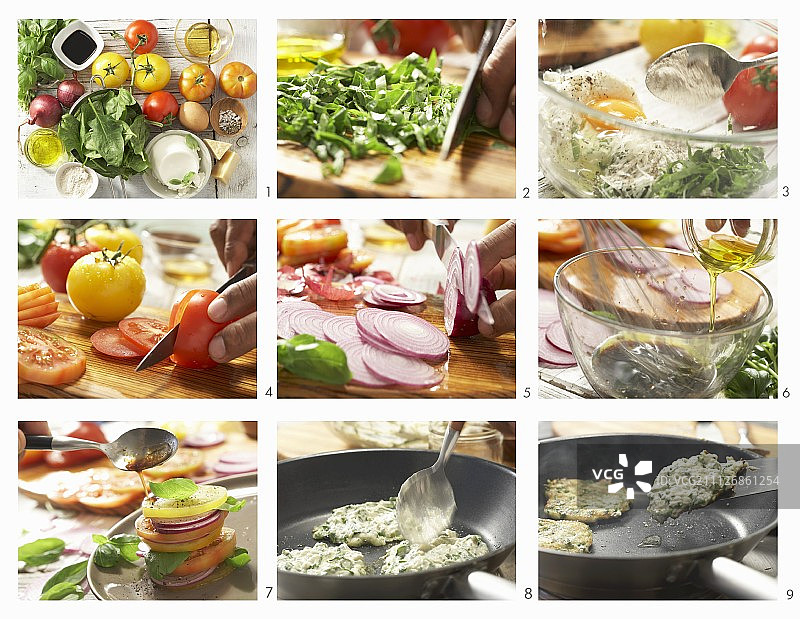 意大利乳清菠菜饼干配番茄沙拉的制作方法图片素材