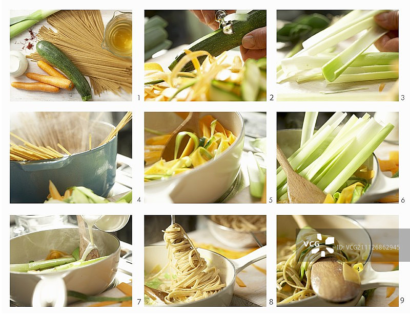 如何制作彩色蔬菜面条图片素材