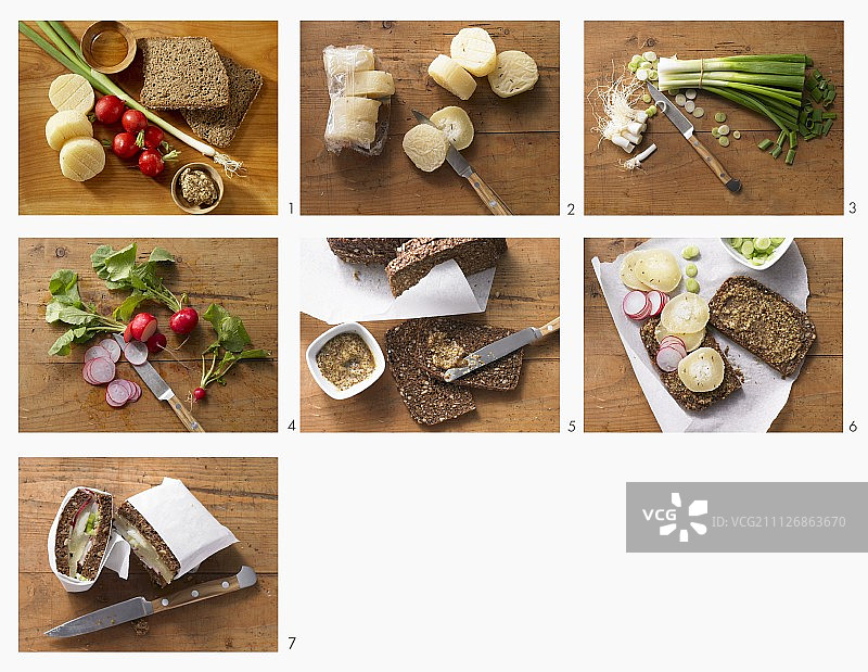 如何制作哈泽奶酪黑麦面包三明治图片素材