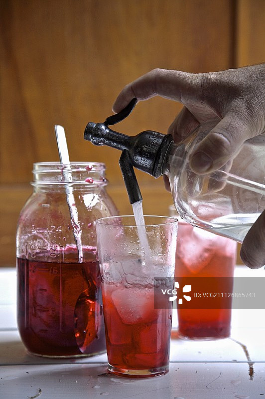 老式自制覆盆子苏打水图片素材