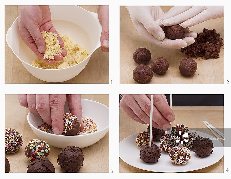 如何快速制作巧克力蛋糕棒棒糖图片素材