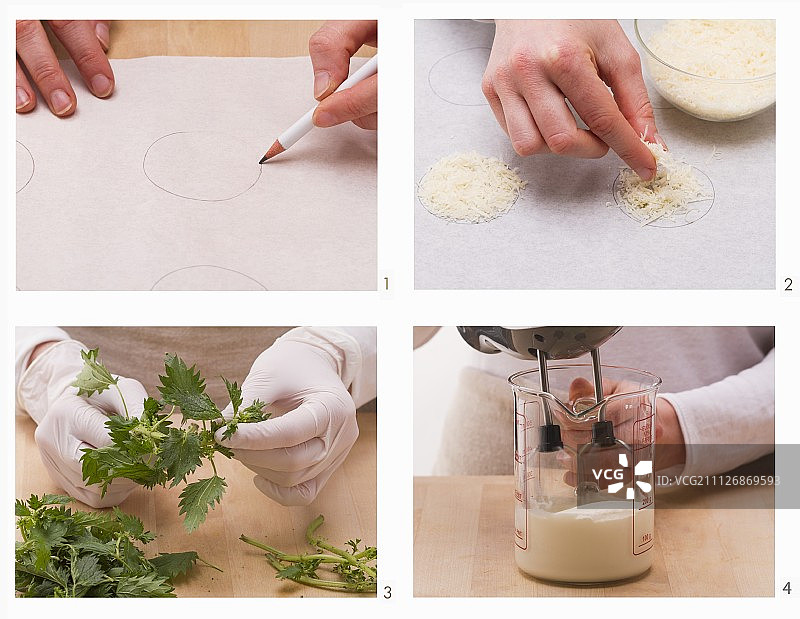 制作荨麻汤配帕尔马干酪饼干图片素材