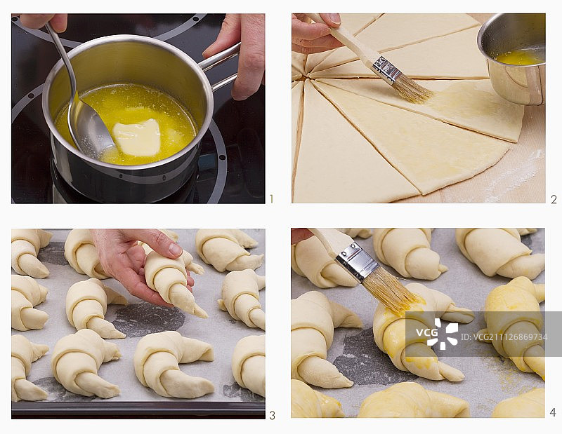 黄油羊角面包制作中图片素材