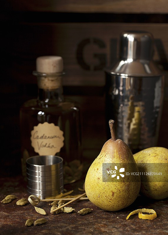 小豆蔻梨马提尼的配料图片素材