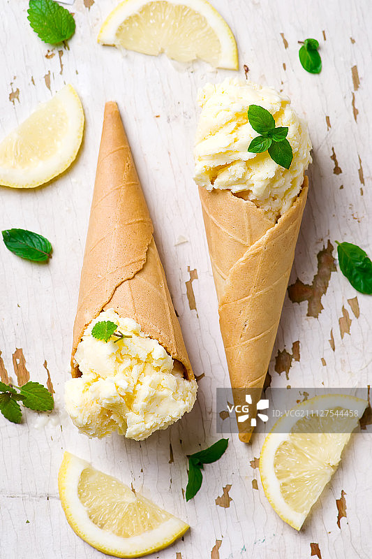 柠檬冰淇淋图片素材