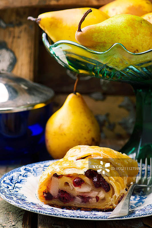 梨子蔓越莓卷饼图片素材