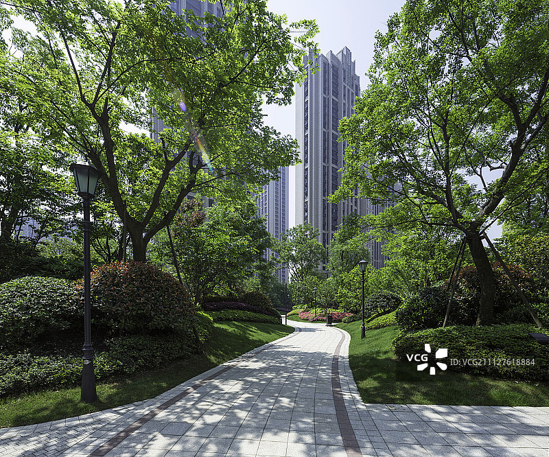 现代住宅小区花园图片素材