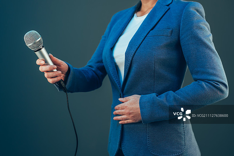 优雅的女记者进行商务采访图片素材