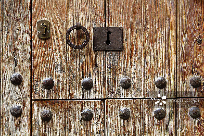 木门上的钥匙孔图片素材