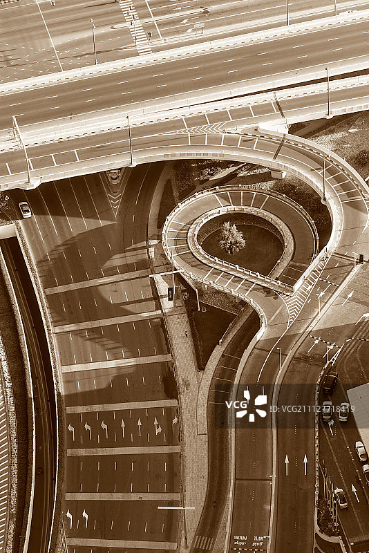 迪拜高速公路立交桥俯视图图片素材