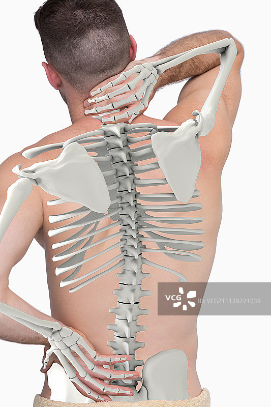 背痛男子脊柱的数字合成图图片素材
