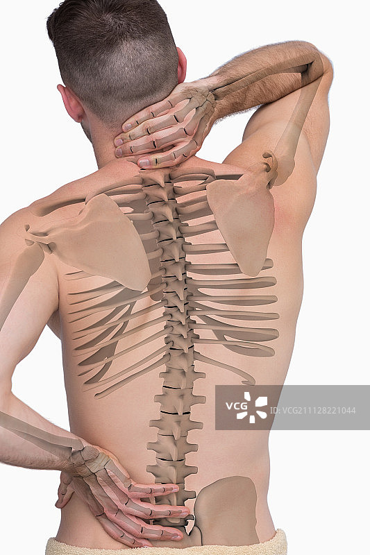 背痛男子脊柱的数字合成图图片素材