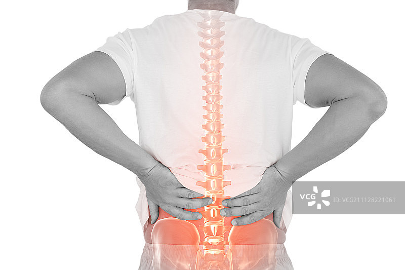 背痛男子脊柱的数字合成图图片素材