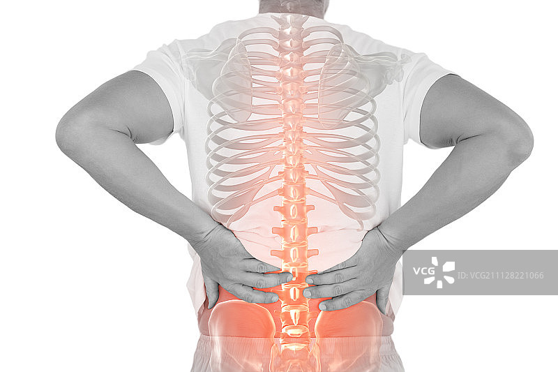 背痛男子脊柱的数字合成图图片素材