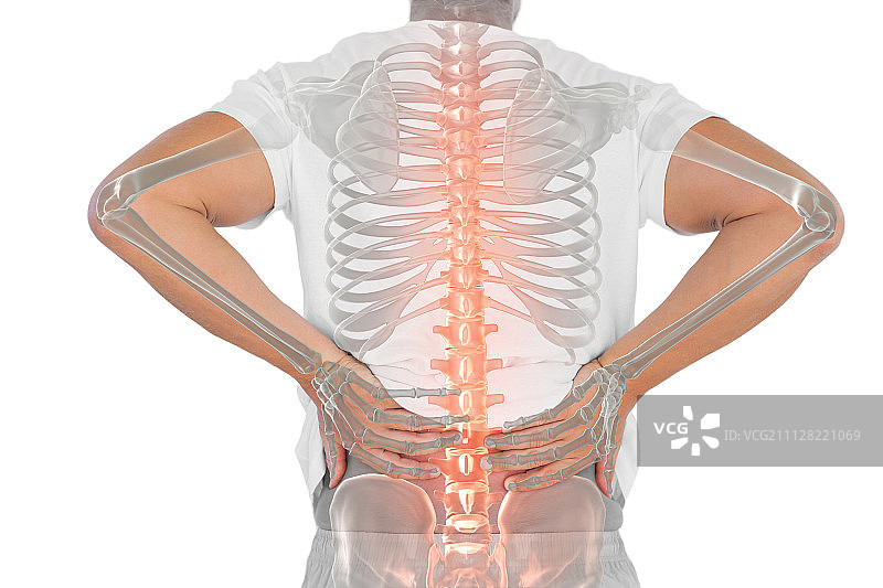 背痛男子脊柱的数字合成图图片素材