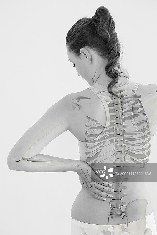 肌肉疼痛的女人背影图片素材