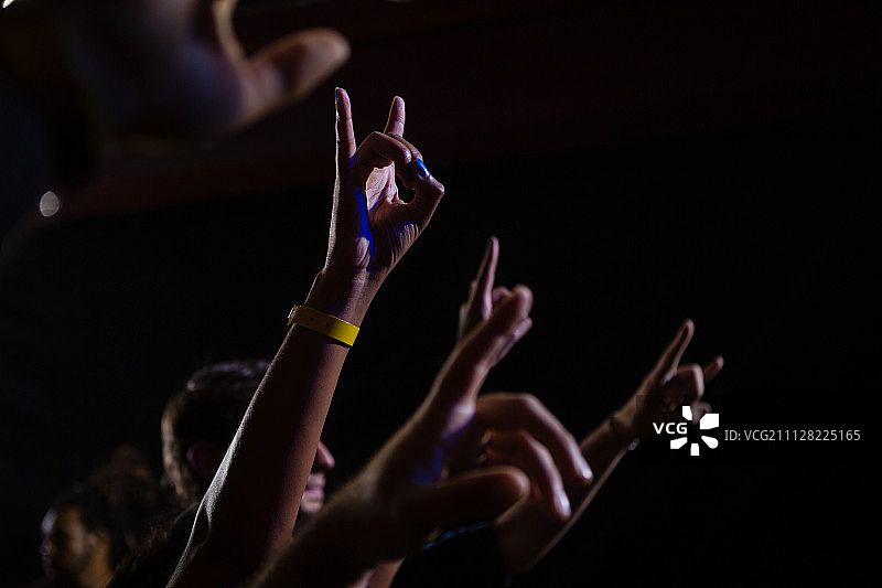 在俱乐部里观看摇滚音乐会的观众图片素材