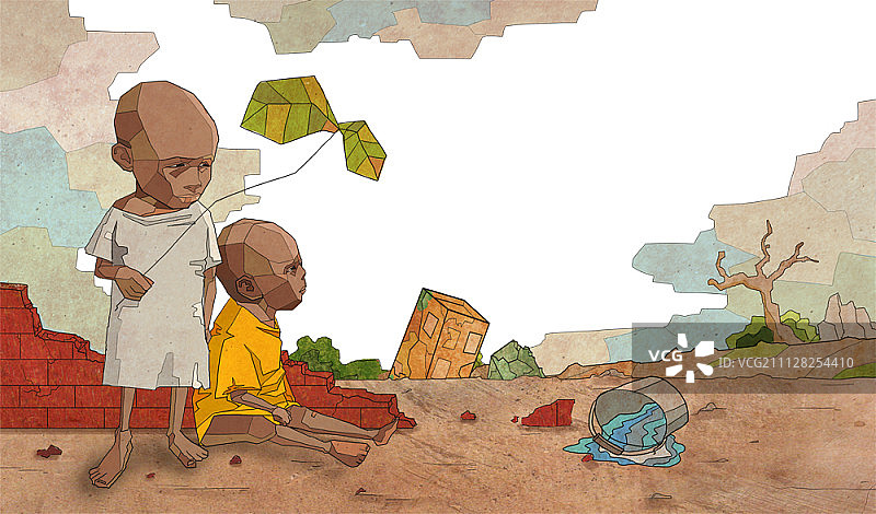 饥饿悲剧插画图片素材