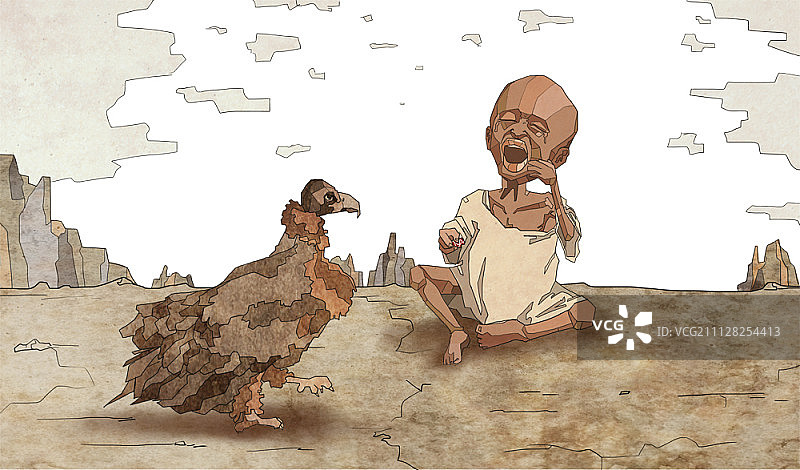 饥饿悲剧插画图片素材