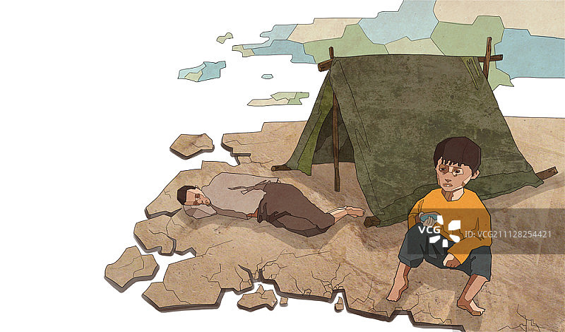 饥饿悲剧插画图片素材