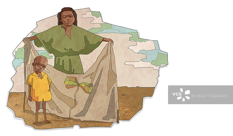 饥饿悲剧插画图片素材