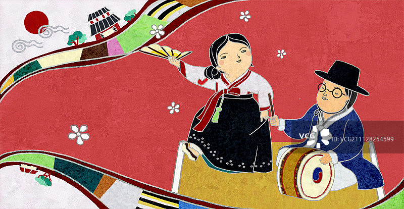 韩国传统文化插画图片素材