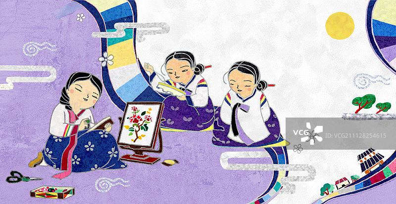 韩国传统文化插画图片素材