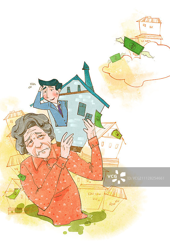 经济衰退中沮丧的年轻一代插画图片素材
