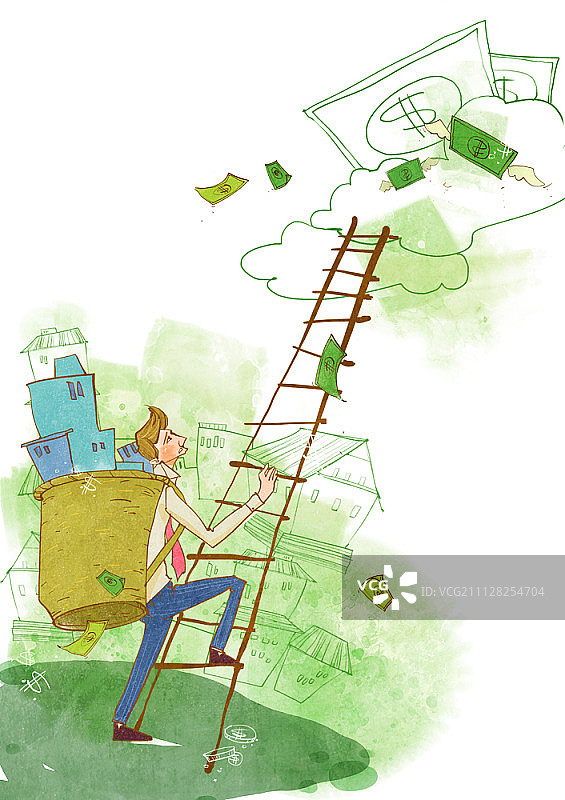 经济衰退中沮丧的年轻一代插画图片素材