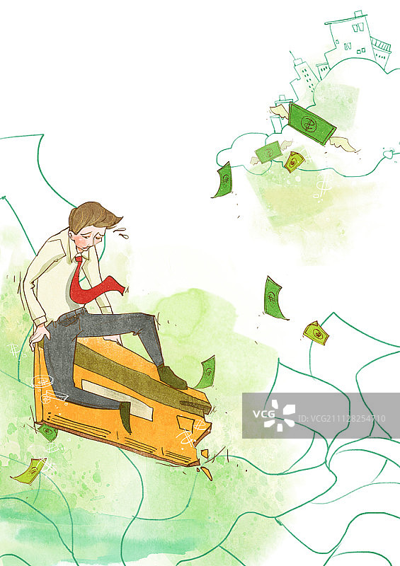 经济衰退中沮丧的年轻一代插画图片素材