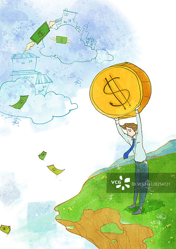 经济衰退中沮丧的年轻一代插画图片素材