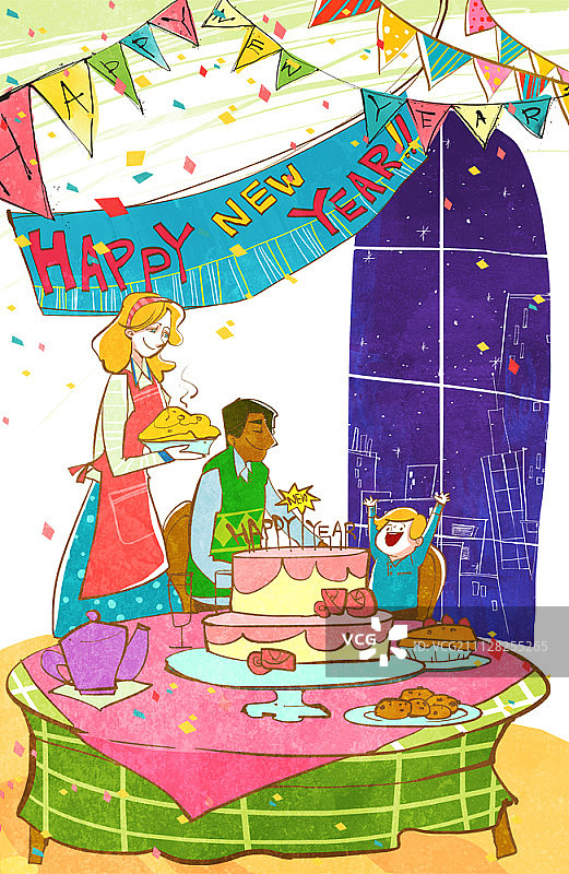 新年快乐插画图片素材