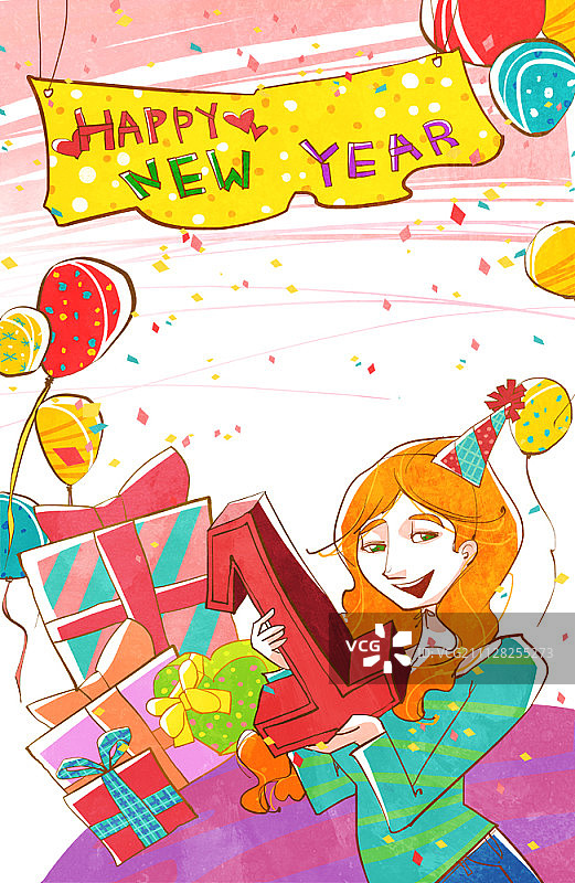 新年快乐插画图片素材